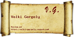 Velki Gergely névjegykártya